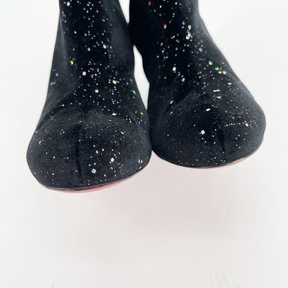 Christian Louboutin Black Moulamax Velvet Galactica 85 Booties Glitter EU 38.5 - Picture 6 of 11